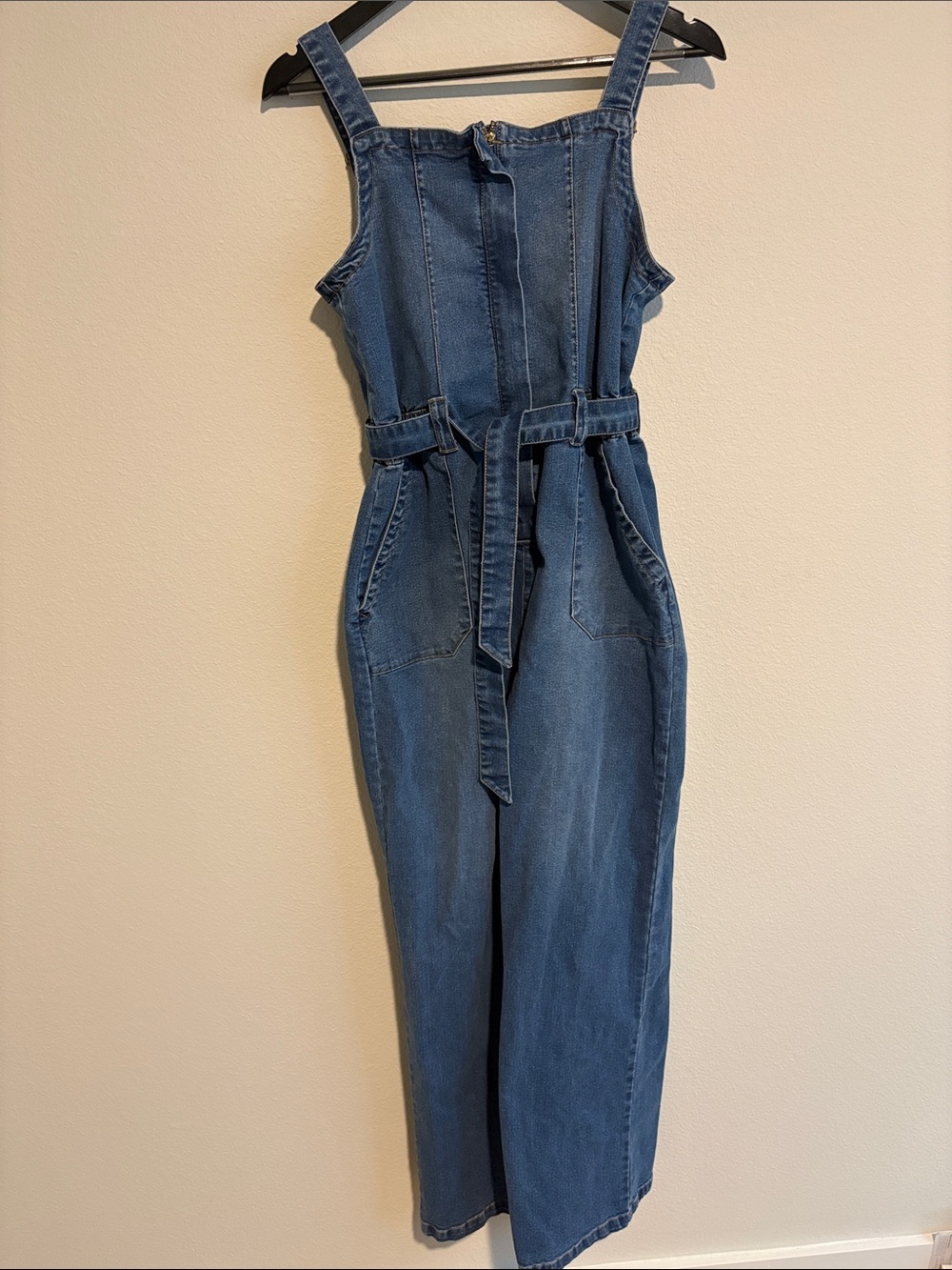 Celebrity Pink Sleeveless Denim Overall Jumpsuit in Blue
